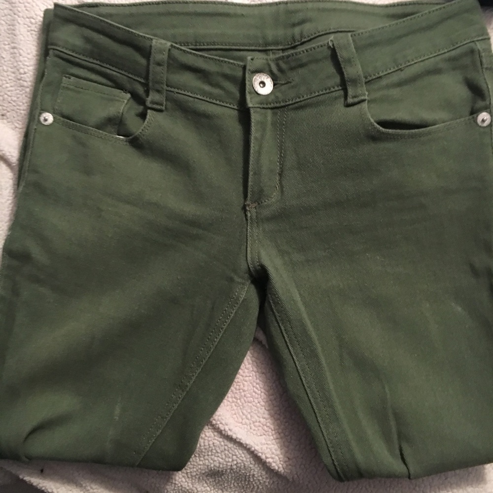 Army green skinny jeans